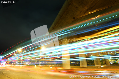 Image of Traffic trail in city at night