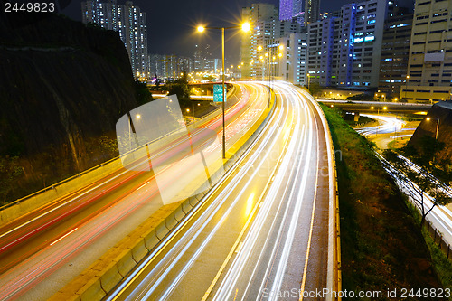 Image of Busy traffic on highway at night