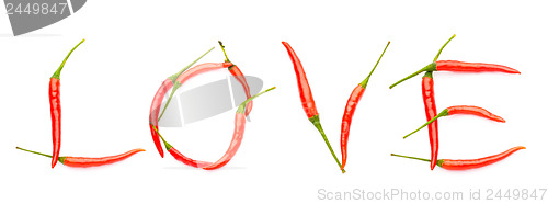 Image of Love spelt with chili peppers