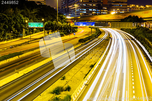 Image of Busy traffic on highway at night