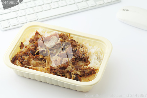 Image of Fast food lunch at office