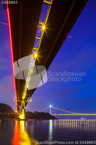 Image of Bottom view of the suspension bridge