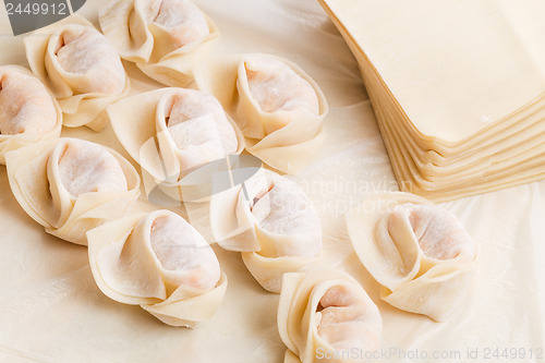 Image of Homemade dumpling and raw material