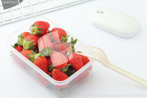 Image of Healthy lunch box on office desk