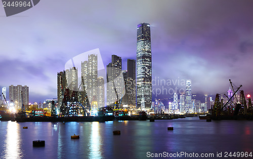 Image of Kowloon district in Hong Kong at night