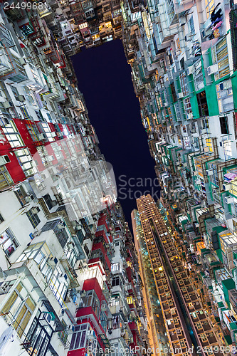 Image of Hong Kong crowded building at night