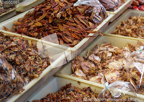 Image of Dried squid in food market