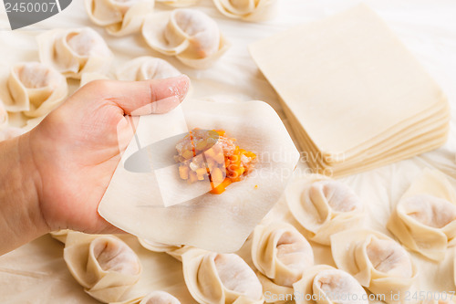 Image of Wrapping of Chinese dumpling