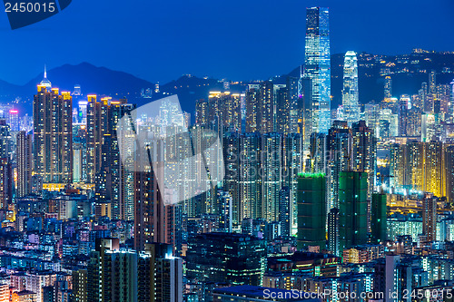 Image of Cityscape in Hong Kong at night