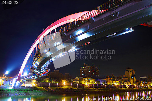 Image of Arcuate bridge in Taiwan at night
