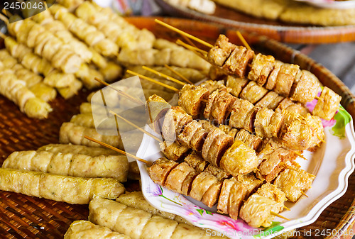 Image of Grilled food on food market in Thailand