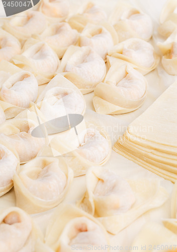 Image of Homemade dumpling and raw material