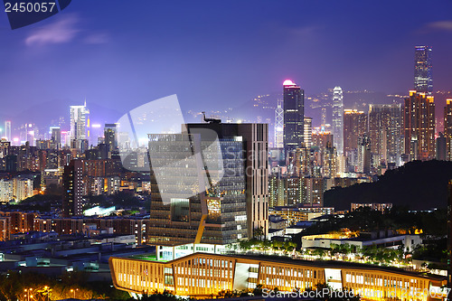 Image of Downtown district in Hong Kong at night