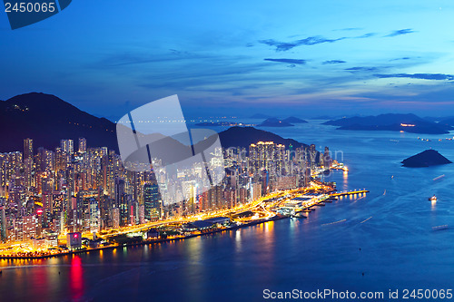 Image of Hong Kong island at night