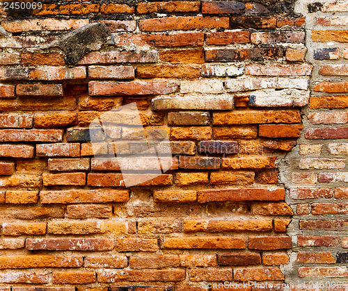 Image of Ancient brick wall in red color