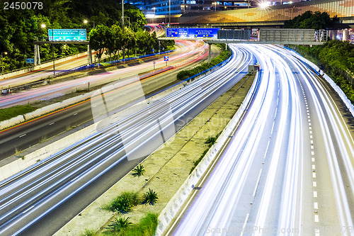 Image of Busy traffic on highway at night