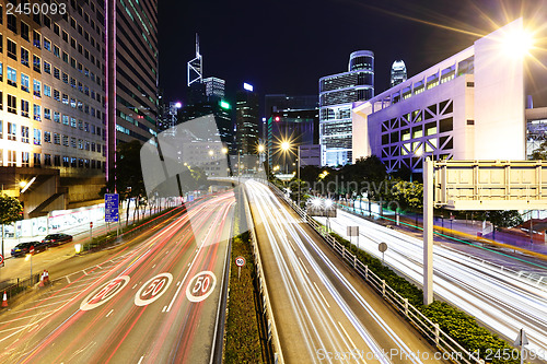 Image of Busy traffic on highway at night