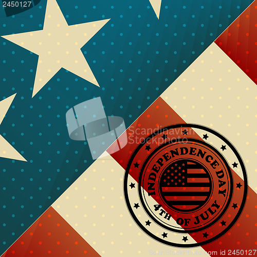 Image of USA Flag and Independence day stamp
