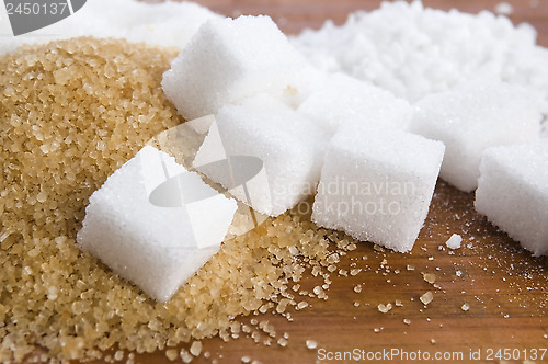 Image of Various kinds of sugar close up 