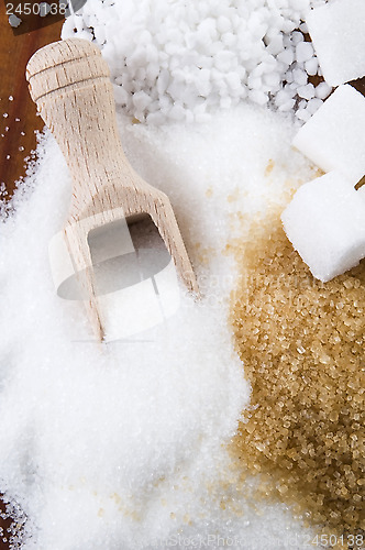 Image of Various kinds of sugar close up 