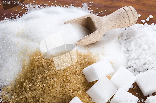 Image of Various kinds of sugar close up 