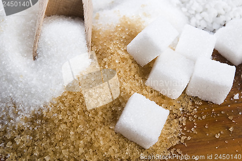 Image of Various kinds of sugar close up 