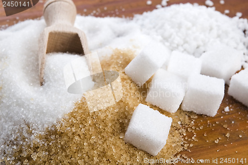 Image of Various kinds of sugar close up 