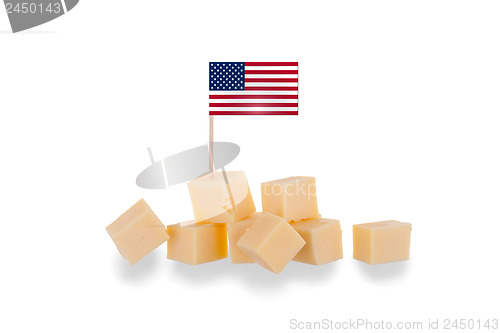 Image of Pieces of cheese isolated on a white background