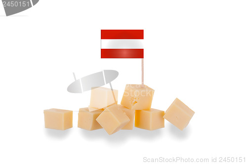 Image of Pieces of cheese isolated on a white background