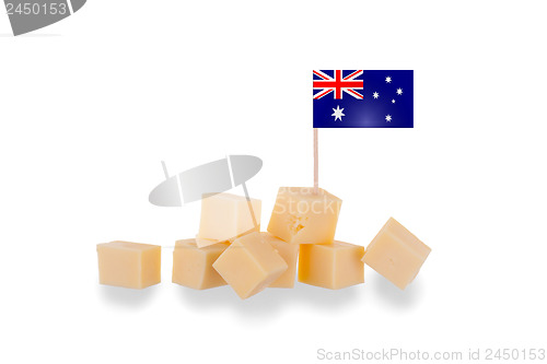 Image of Pieces of cheese isolated on a white background