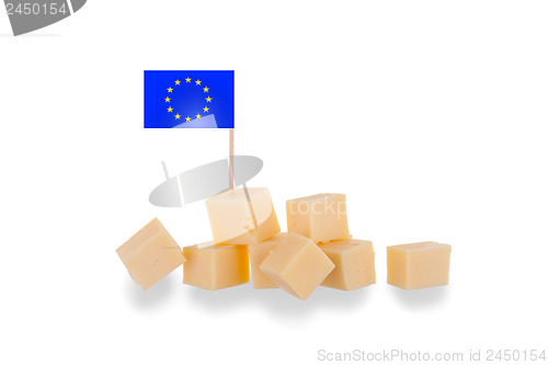 Image of Pieces of cheese isolated on a white background