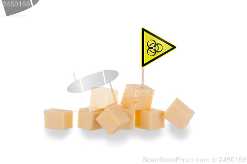 Image of Pieces of cheese isolated on a white background
