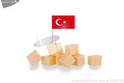 Image of Pieces of cheese isolated on a white background