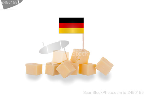 Image of Pieces of cheese isolated on a white background