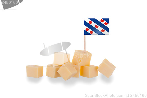 Image of Pieces of cheese isolated on a white background