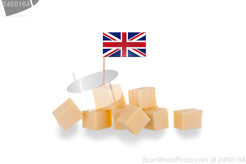 Image of Pieces of cheese isolated on a white background