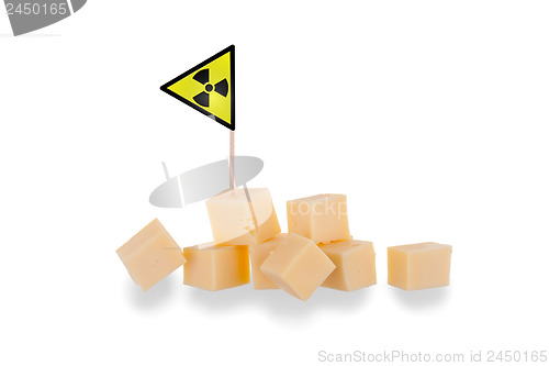 Image of Pieces of cheese isolated on a white background