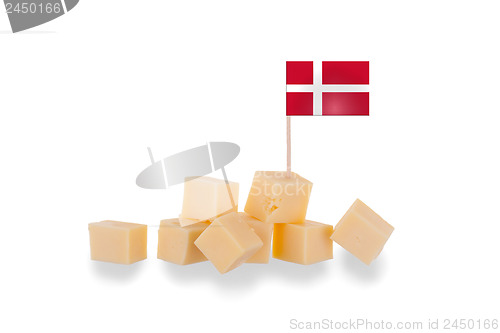 Image of Pieces of cheese isolated on a white background