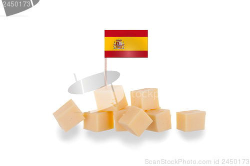 Image of Pieces of cheese isolated on a white background