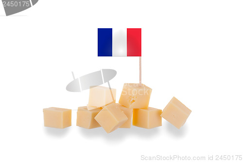 Image of Pieces of cheese isolated on a white background