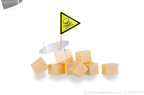 Image of Pieces of cheese isolated on a white background