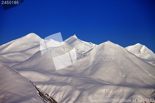 Image of Snowy mountains in morning