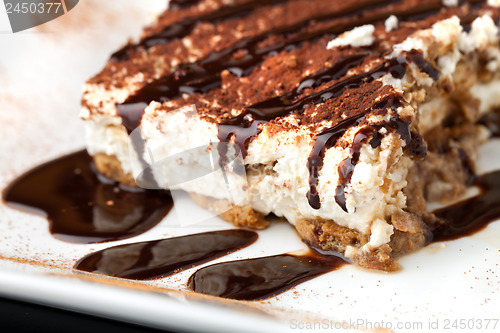 Image of Tiramisu with Chocolate Sauce