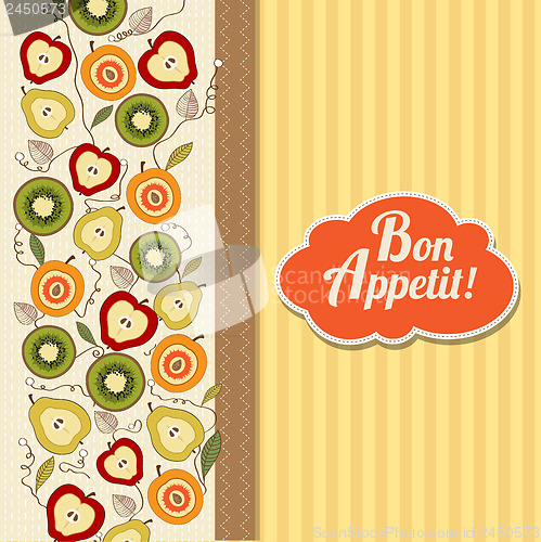 Image of bon appetite card with fruits