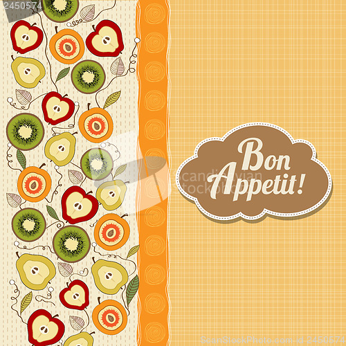 Image of bon appetite card with fruits