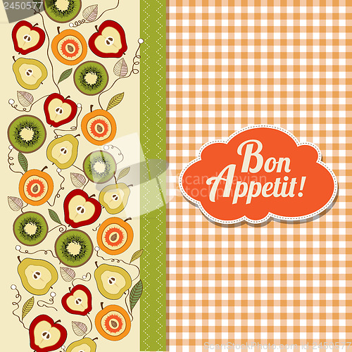 Image of bon appetite card with fruits