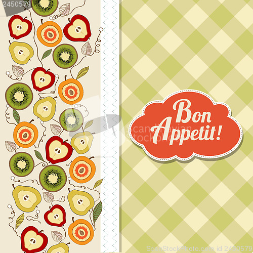 Image of bon appetite card with fruits