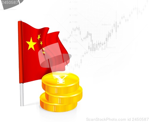 Image of Chinese Flag with coins
