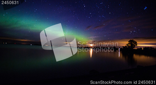 Image of Northern Lights over the lake