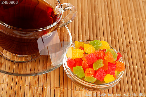 Image of Cup of tea with candied fruits